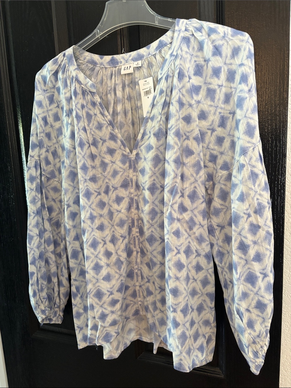GAP Split-Neck Blue Boho Peasant Blouse SIZE Small